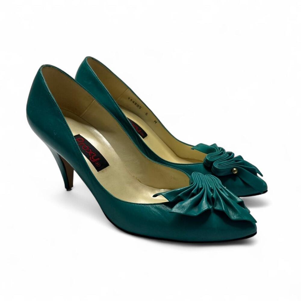 Proxy Leather Vintage Teal Blue Heel Size 6 Going Out Heel Office Siren NYC girl